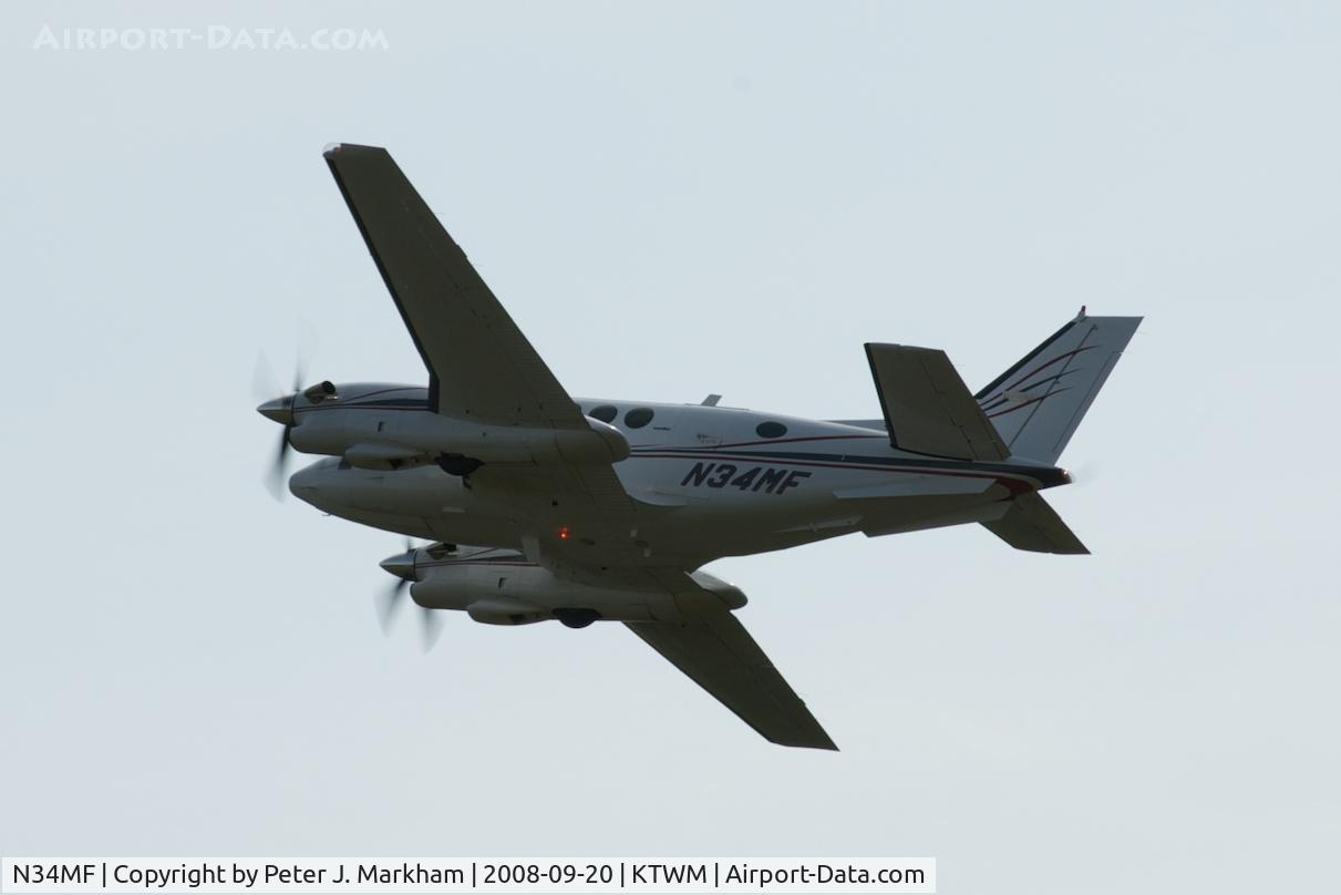 N34MF, 1975 Beech E-90 King Air C/N LW-163, A Beech E-90 flies by shortly after takeoff from Two Harbors, MN