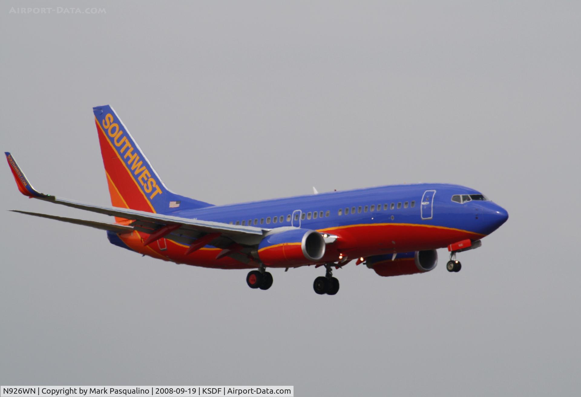 N926WN, 2008 Boeing 737-7H4 C/N 36629, Boeing 737-700