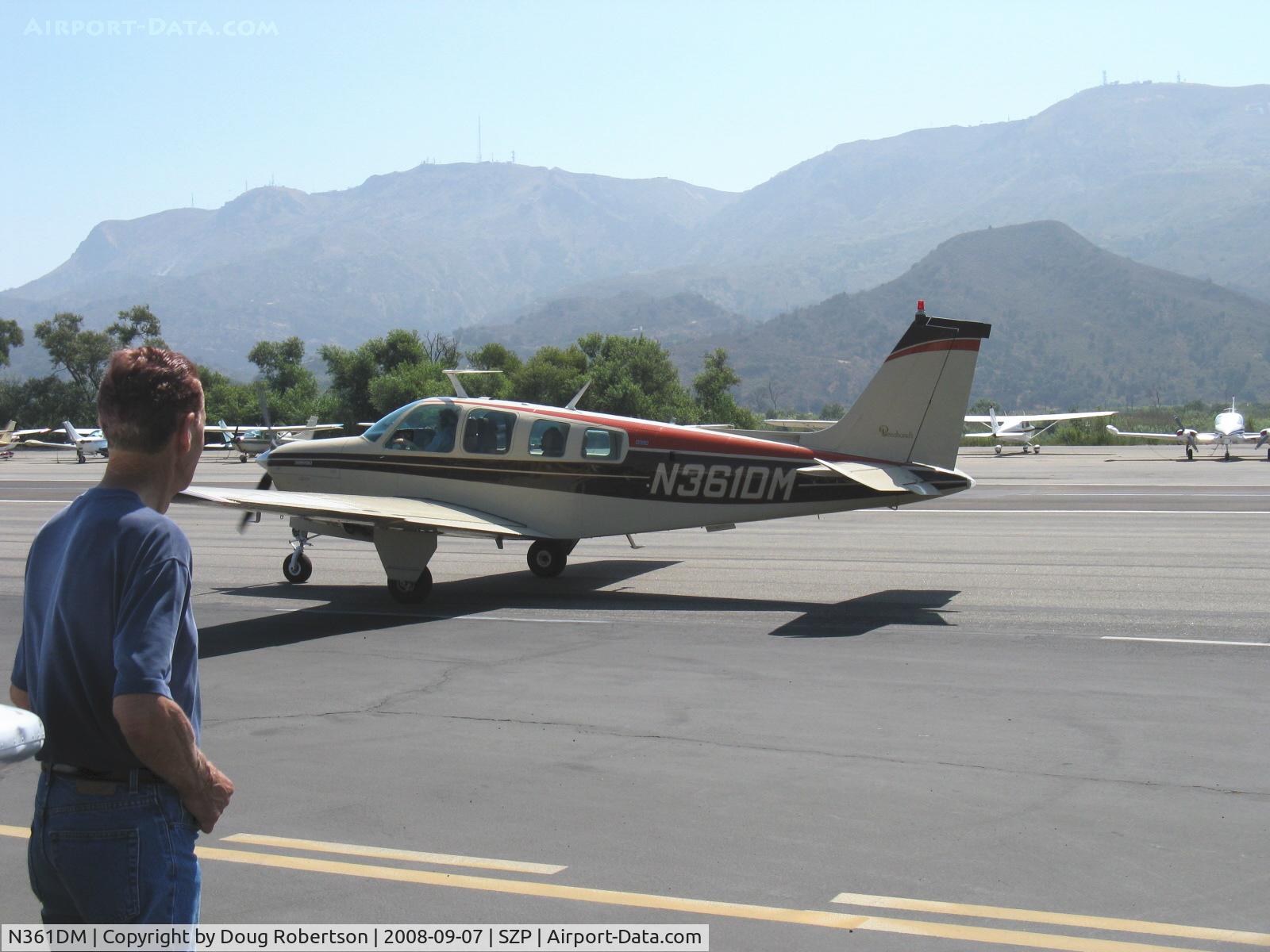 N361DM, 1975 Beech A36 Bonanza 36 C/N E-670, 1975 Beech A36 BONANZA, Continental IO-520-BA 285 Hp, taxi to Rwy 22