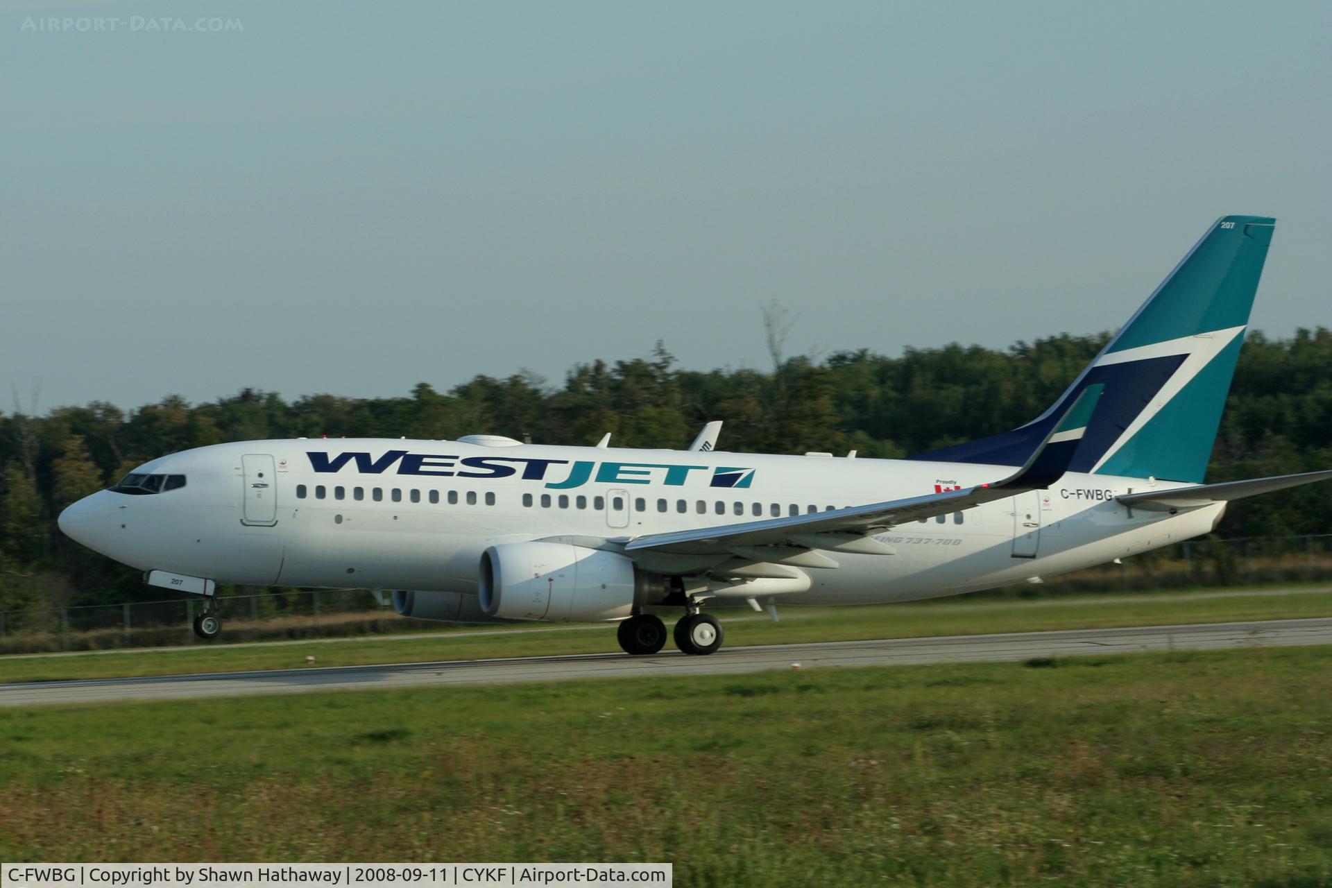 C-FWBG, 2003 Boeing 737-7CT C/N 32749, Taking off Runway 07 to Calgary