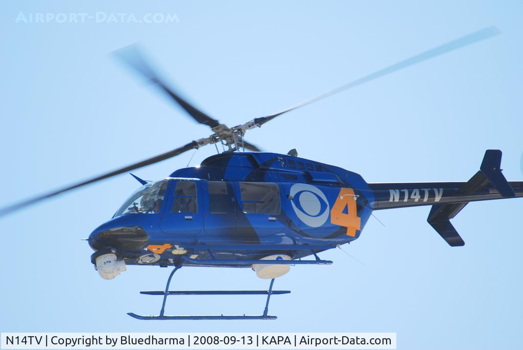 N14TV, 1996 Bell 407 C/N 53048, News 4 Denver taking off from APA.