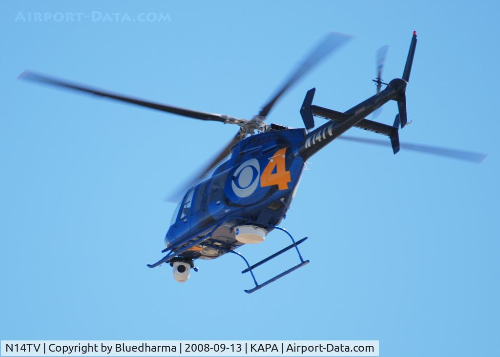 N14TV, 1996 Bell 407 C/N 53048, News 4 Denver taking off from APA.