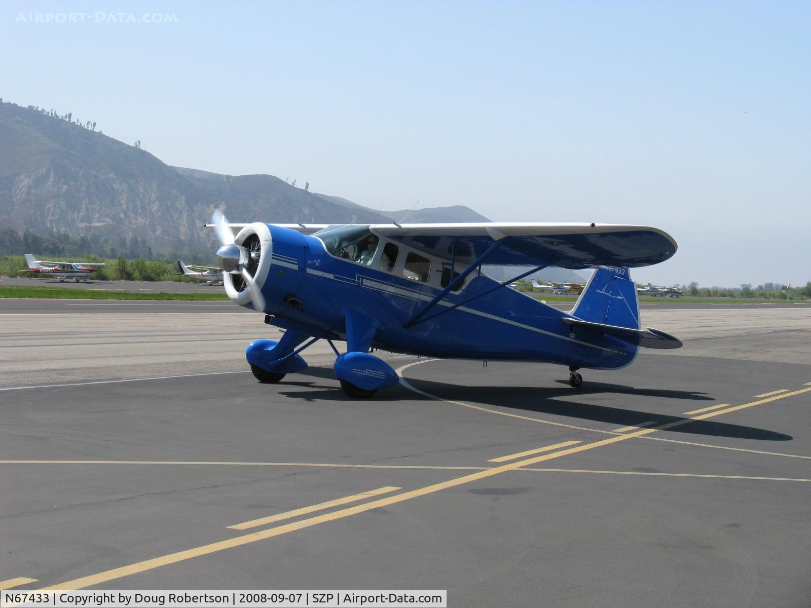 N67433, 1942 Howard Aircraft DGA-15P C/N 563, 1942 Howard DGA-15P, P&W R-985 Wasp Jr. 450 Hp, Archibald 'B', formerly based SZP, taxi to Rwy 22