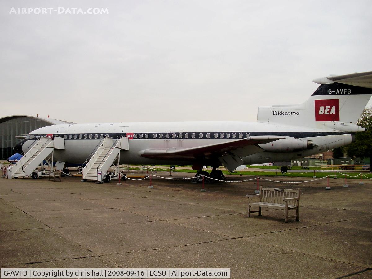 G-AVFB, 1967 Hawker Siddeley HS-121 Trident 2E C/N 2141, Preserved by the Duxford Aviation Society in BEA colour scheme