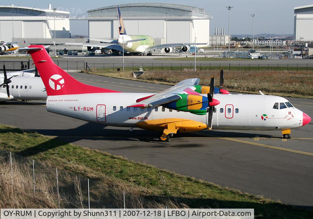 OY-RUM, 1986 ATR 42-300 C/N 010, On overhaul at the Latecoere Aeroservices facility...