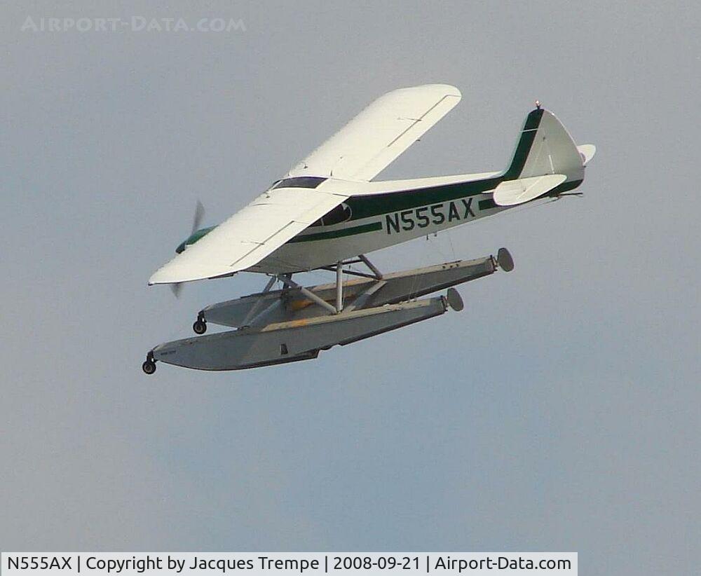 N555AX, 2001 Piper/cub Crafters PA-18-150 C/N 9927CC, Flying low over Cape Neddick, Maine