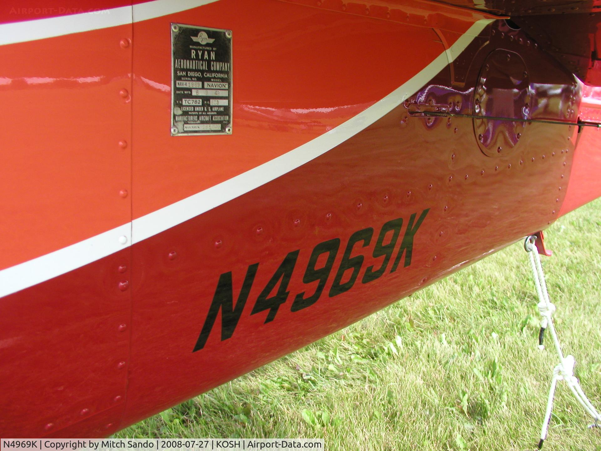 N4969K, 1949 Ryan Navion C/N NAV-4-1969, EAA AirVenture 2008.