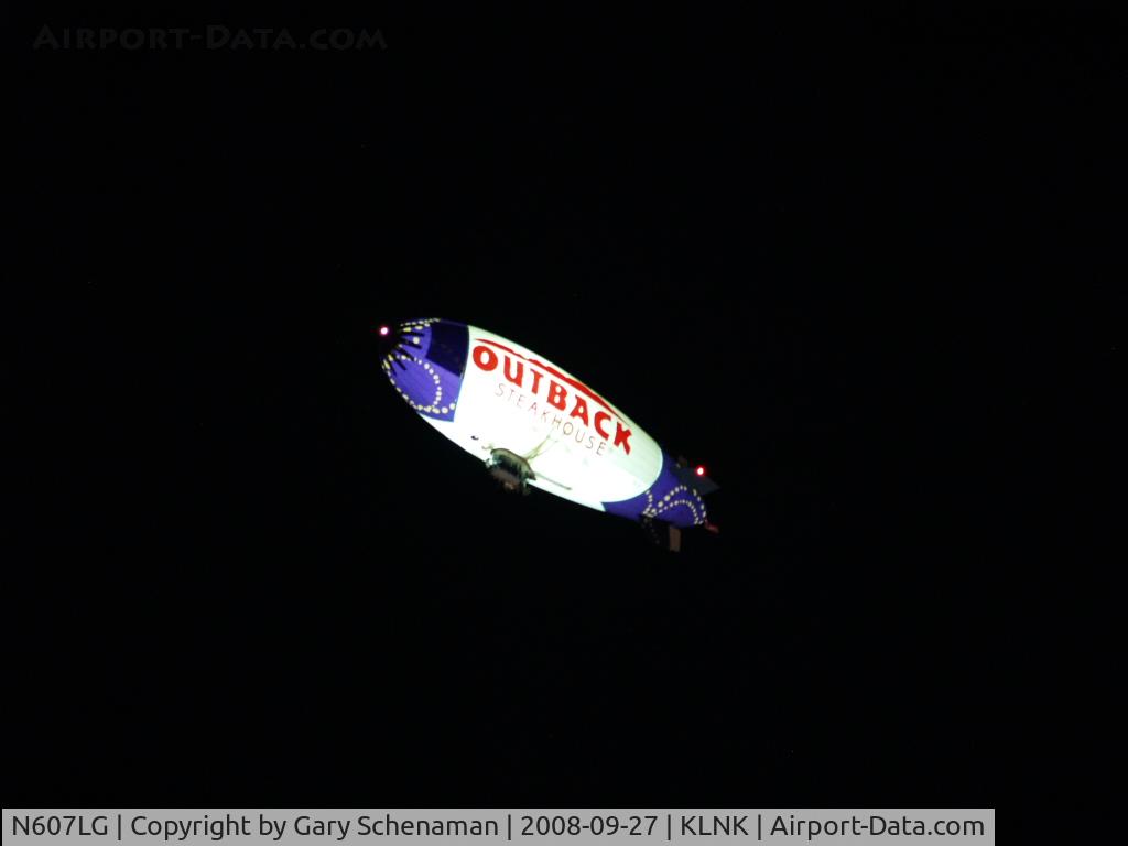 N607LG, 1998 American Blimp Corp A-60+ C/N 017, Blimp over Memorial Stadium.  Nebraska Vs Virginia Tech.