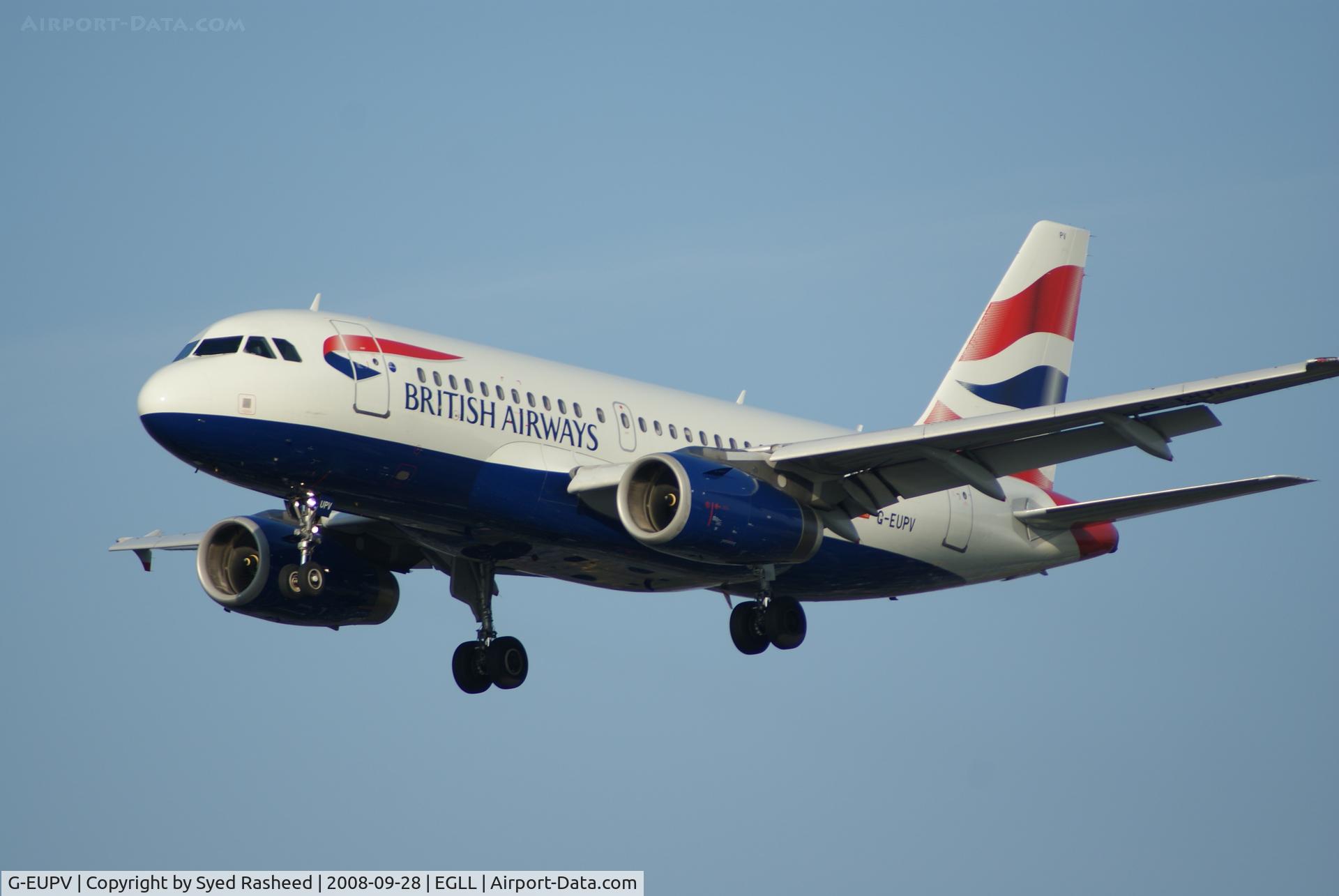 G-EUPV, 2001 Airbus A319-131 C/N 1423, On Finals to EGLL - 27R