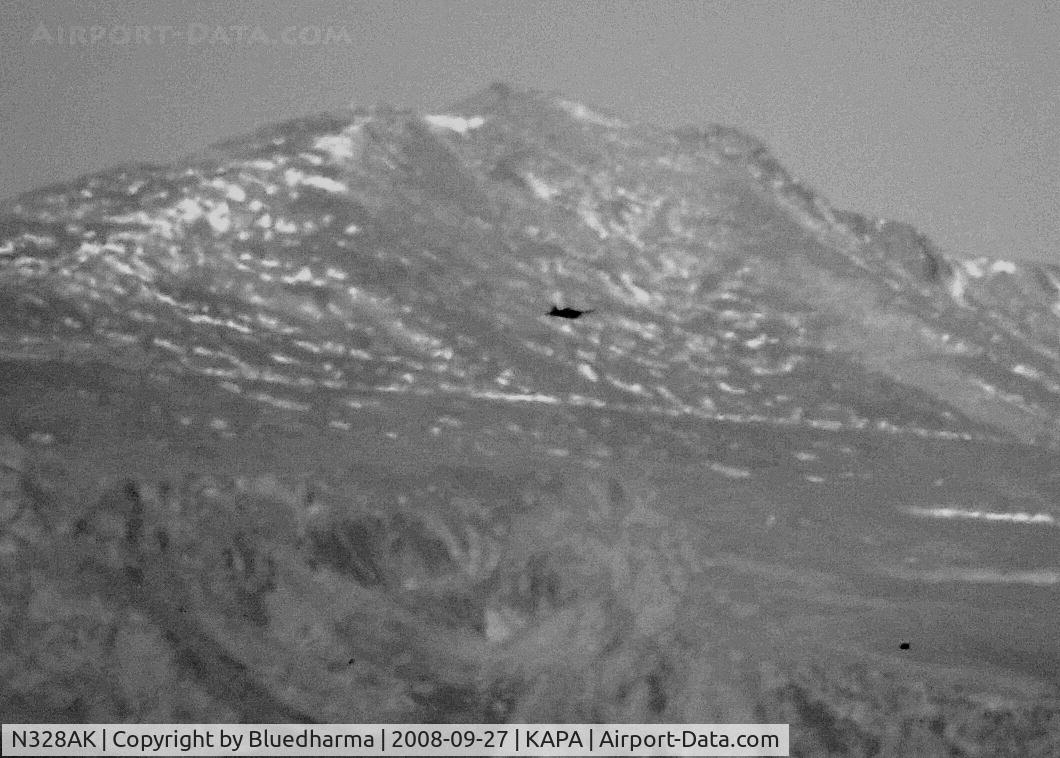 N328AK, 1956 North American T-28C Trojan C/N 226-32 (140455), Flying over Mount Evans heading due West. (Enhanced for detail)