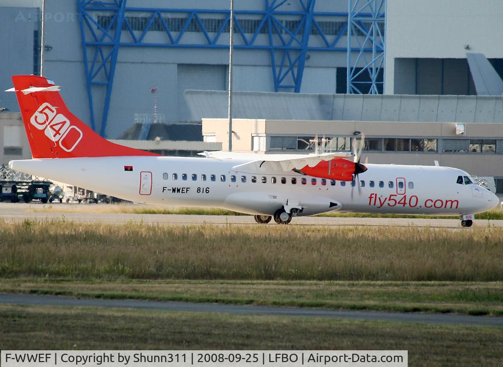 F-WWEF, 2009 ATR 72-212A C/N 816, C/n 816 - First ATR72 for Fly540