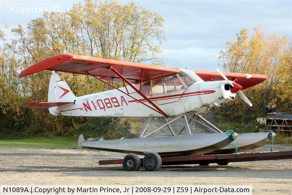N1089A, 1951 Piper PA-18 C/N 18-680, Awaiting a tow up to the airport for float removal