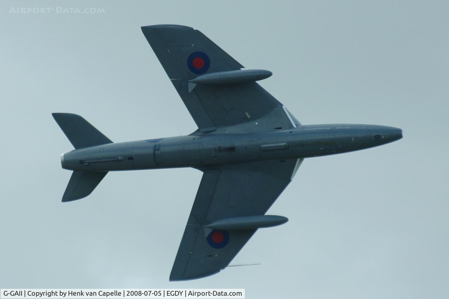 G-GAII, 1955 Hawker Hunter GA.11 C/N HABL-003028, This ex Fleet Air Arm Hunter still wears its original paint scheme and registration XE685 / 861.