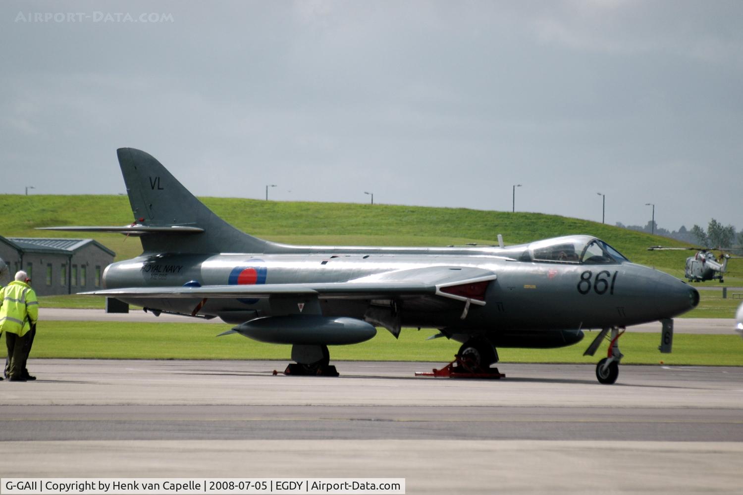 G-GAII, 1955 Hawker Hunter GA.11 C/N HABL-003028, This ex Fleet Air Arm Hunter still wears its original paint scheme and registration XE685 / 861.