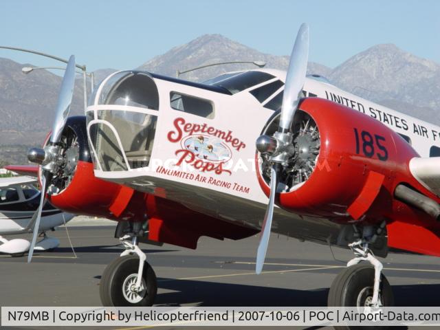 N79MB, 1942 Beech C18S C/N 4185, September Pops Mike Brown visiting Brackett Field