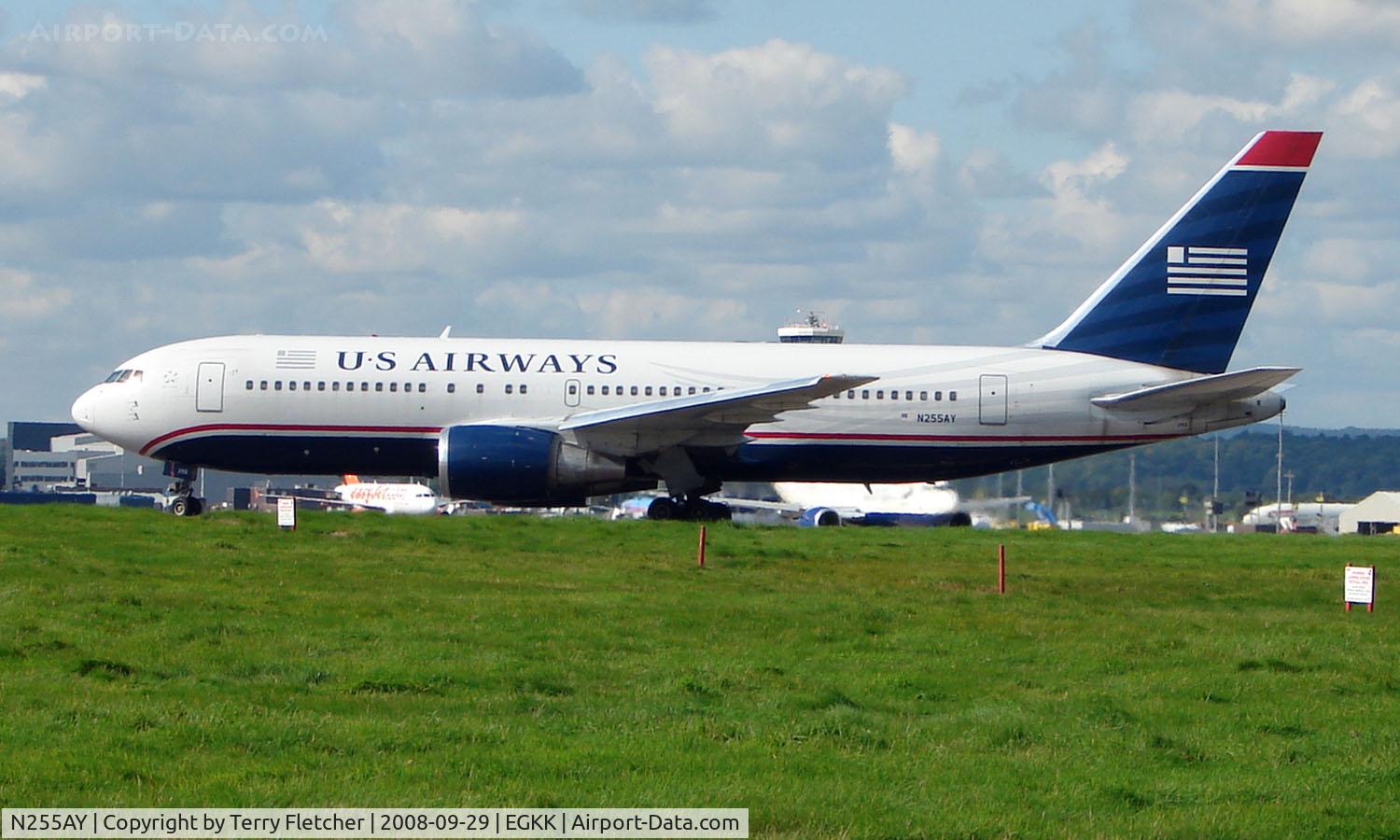 N255AY, 1991 Boeing 767-2B7 C/N 25257, US Air B767 about to depart from London Gatwick