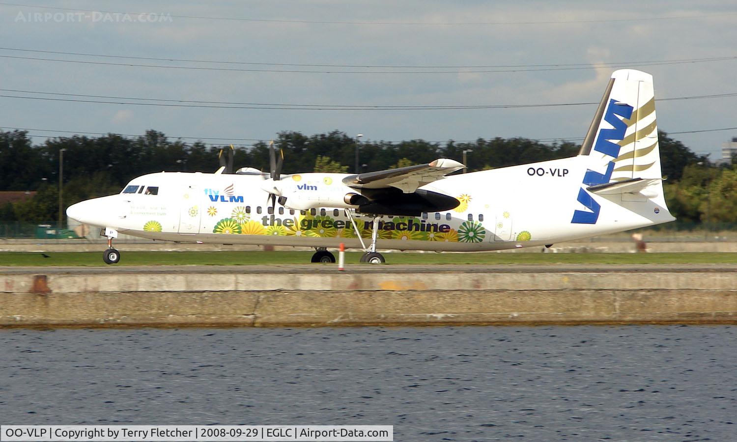 OO-VLP, 1991 Fokker 50 C/N 20209, VLM's Green Machine' Fokker 50 takes off from London City