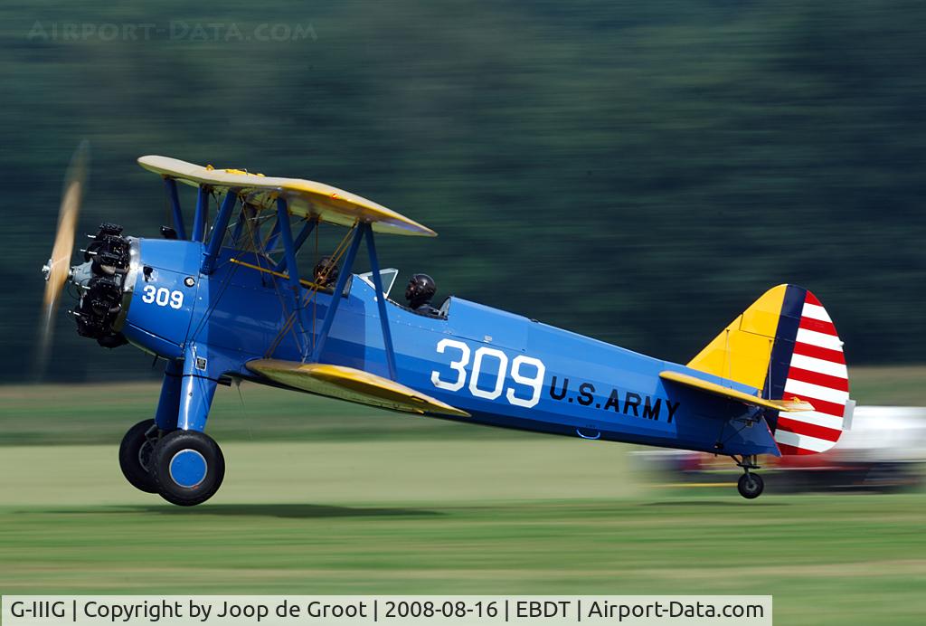 G-IIIG, 1943 Boeing A75N1 C/N 75-4354, High speed landing at the old timer fly in 2008