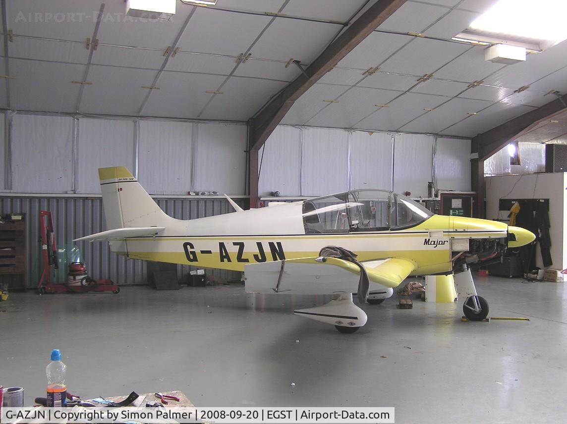 G-AZJN, 1972 Robin DR-300-140 C/N 642, Robin in maintenance hangar at Elmsett
