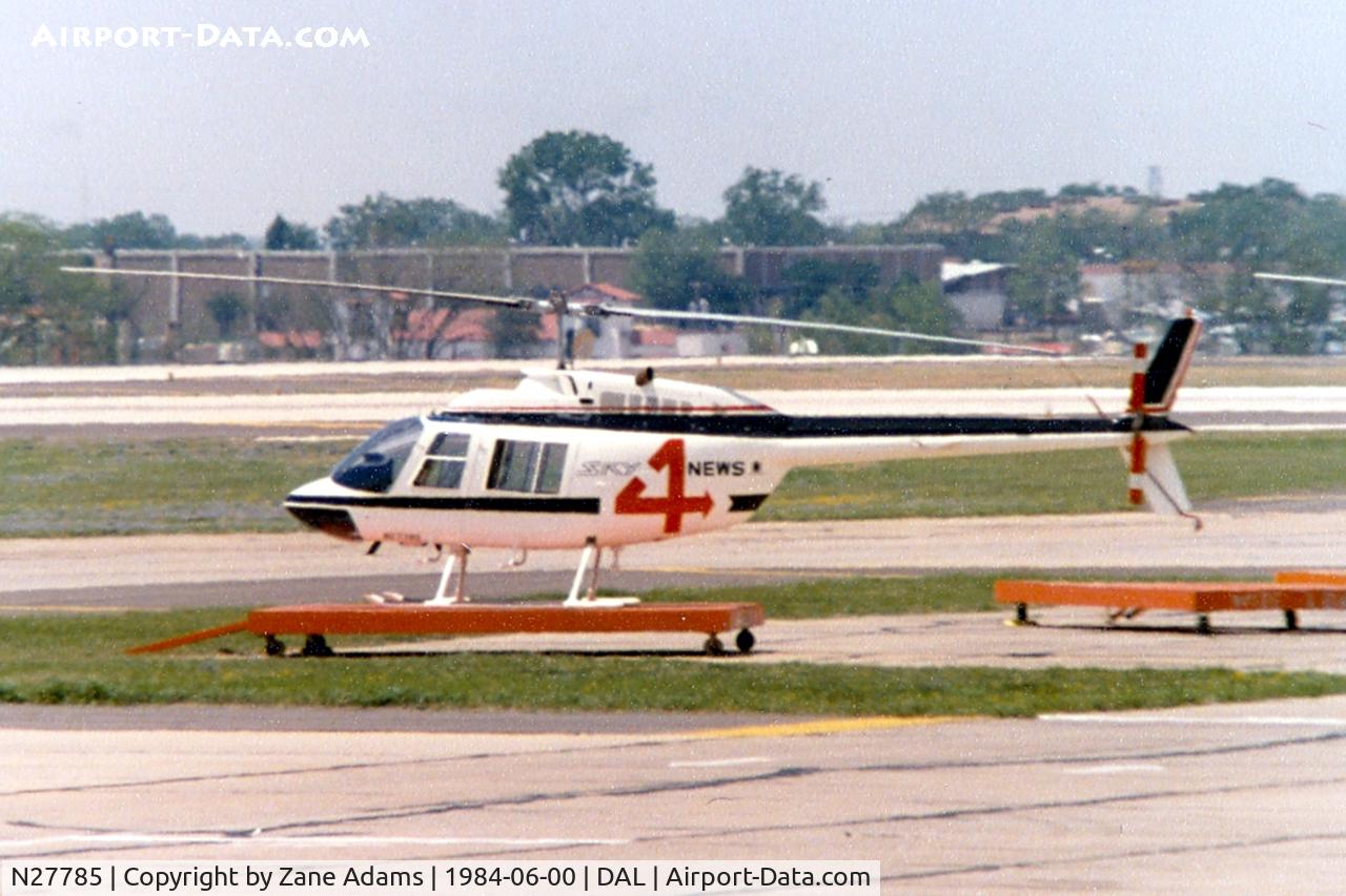 N27785, Bell 206B JetRanger III C/N 2800, Channel 4 News Helicopter at Love Field - This aricraft was lost with two killed during a landing in Guadalupe Mountians National Park - May 12, 1986