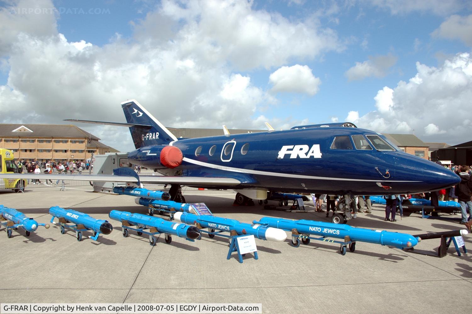 G-FRAR, 1969 Dassault Falcon (Mystere) 20DC C/N 209, One of Cobham's Falcon 20Ds surrounded by its tools at RNAS Yeovilton Air Day 2008.