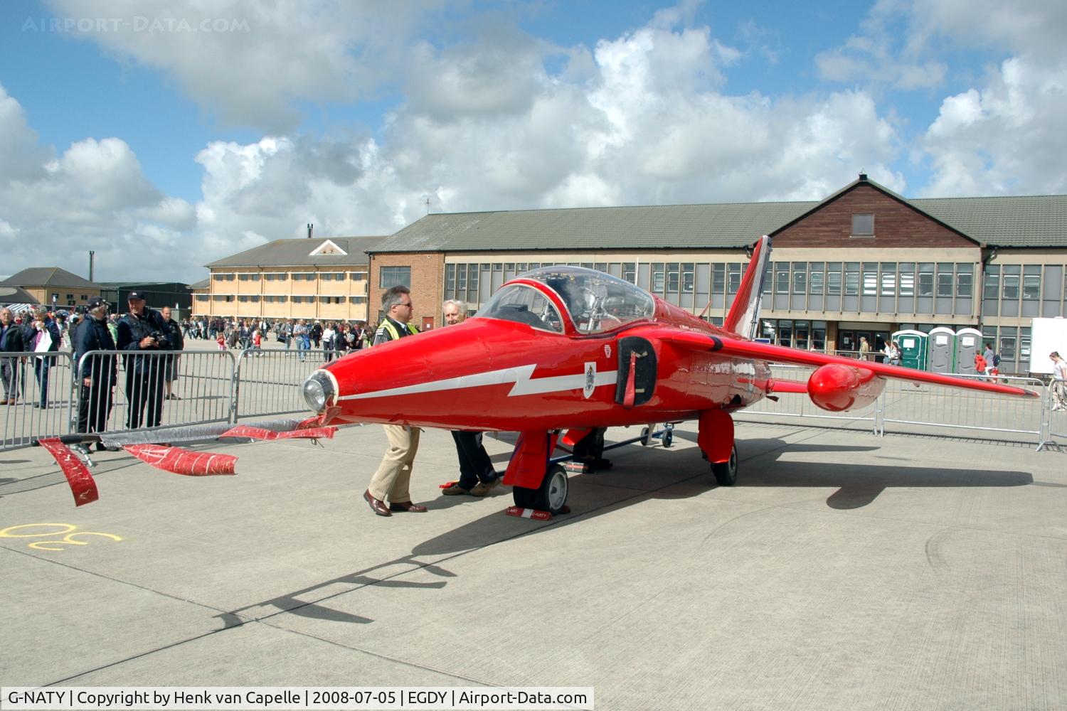 G-NATY, 1963 Hawker Siddeley Gnat T.1 C/N FL548, Splendid Gnat XR537 in Red Arrows colours at RNAS Yeovilton Air Day 2008.
