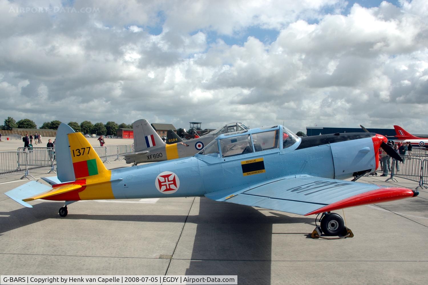 G-BARS, 1952 De Havilland DHC-1 Chipmunk T.10 C/N C1/0557, Chipmunk in Portuguese Air Force colours at RNAS Yeovilton Air Day 2008.