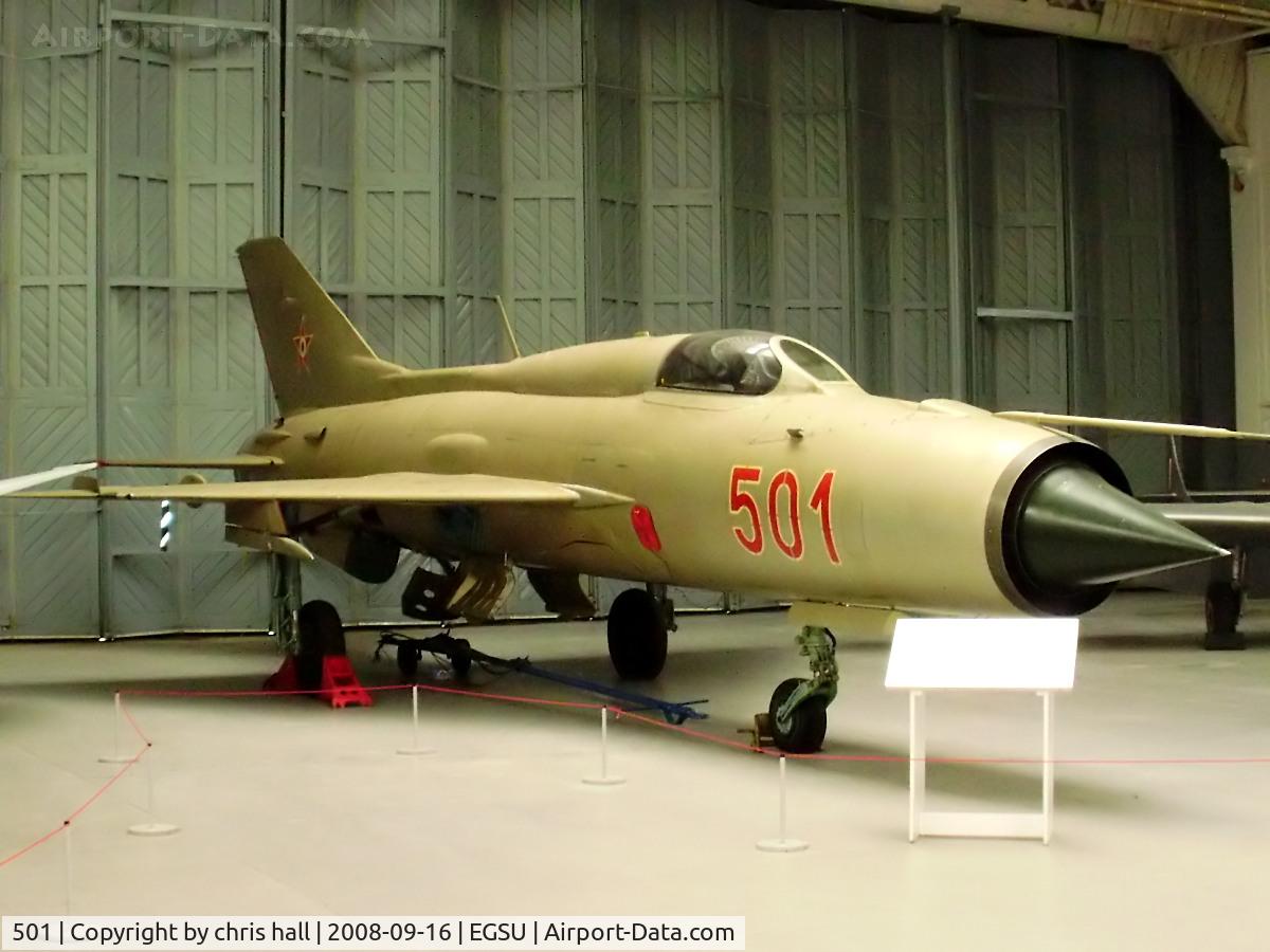 501, 1964 Mikoyan-Gurevich MiG-21PF C/N 760501, Mikoyan-Gurevich MiG-21PF preserved at the IWM Duxford