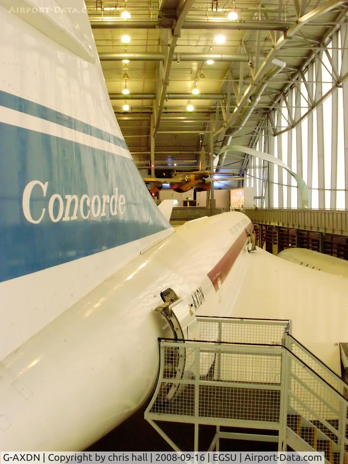 G-AXDN, 1968 Aerospatiale-BAC Concorde Prototype C/N 01/13522, displayed inside the AirSpace hangar, Duxford