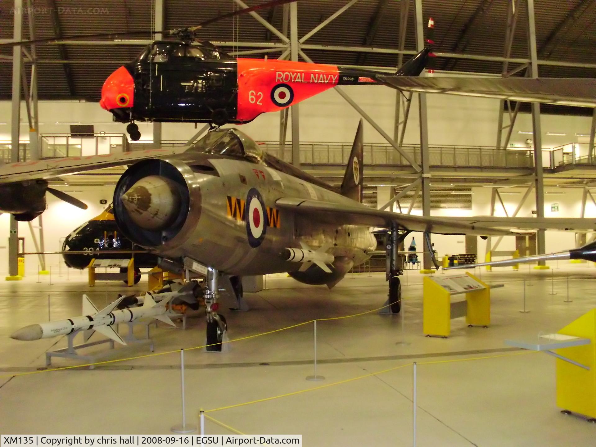 XM135, 1959 English Electric Lightning F.1 C/N 95031, displayed inside the AirSpace hangar, Duxford