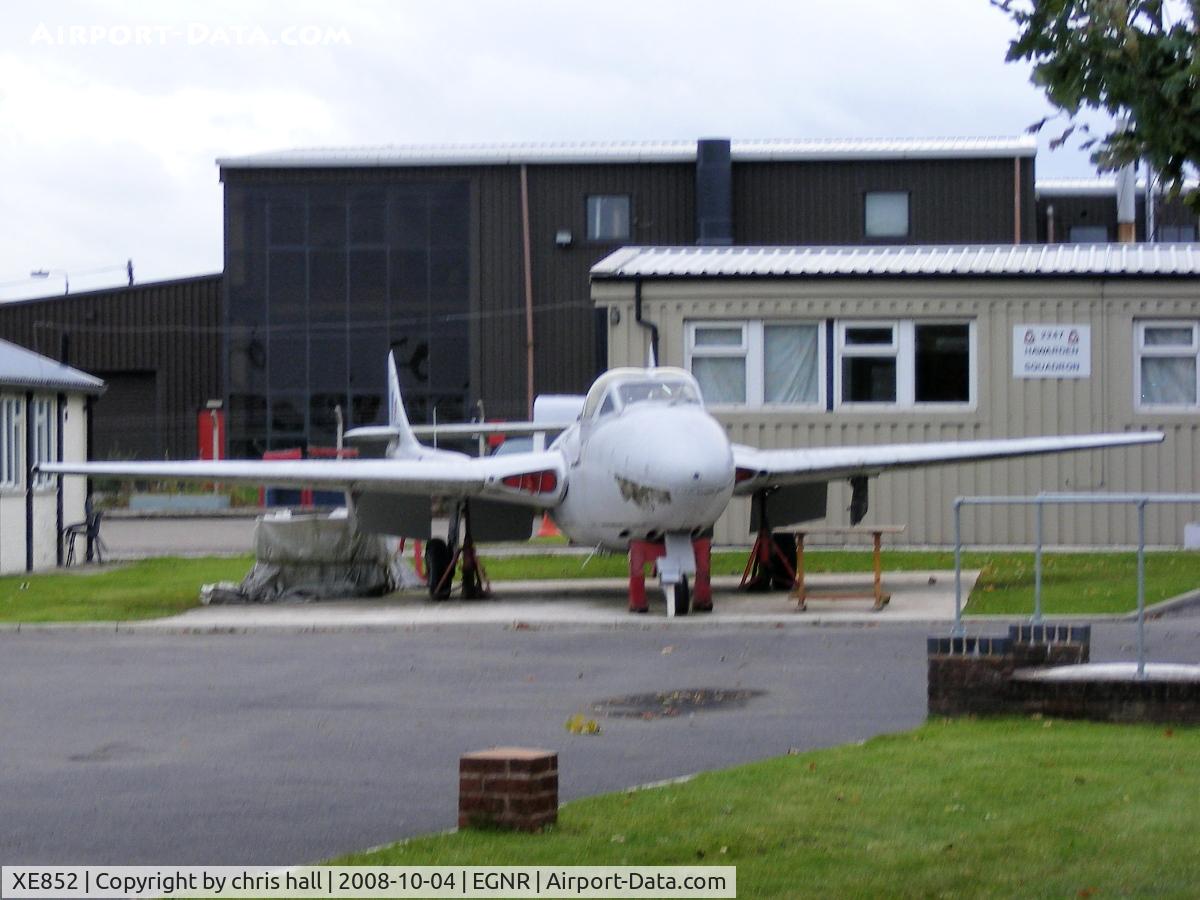 XE852, 1953 De Havilland DH-115 Vampire T.11 C/N 15260, preserved at No2247 Sqn ATC. Hawarden