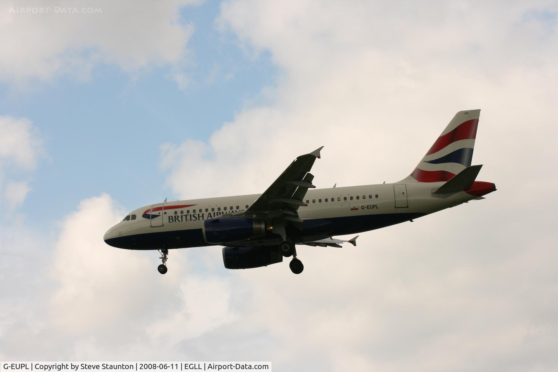 G-EUPL, 2000 Airbus A319-131 C/N 1239, Taken at London Heathrow 11th June 2008