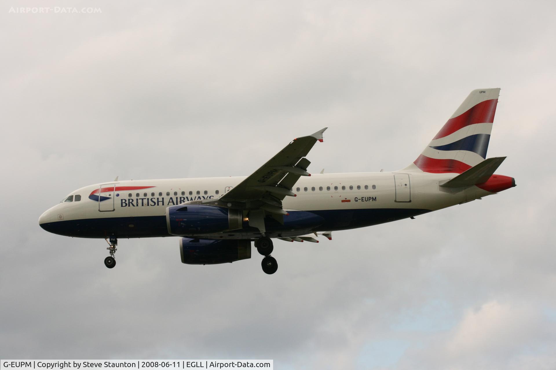 G-EUPM, 2000 Airbus A319-131 C/N 1258, Taken at London Heathrow 11th June 2008