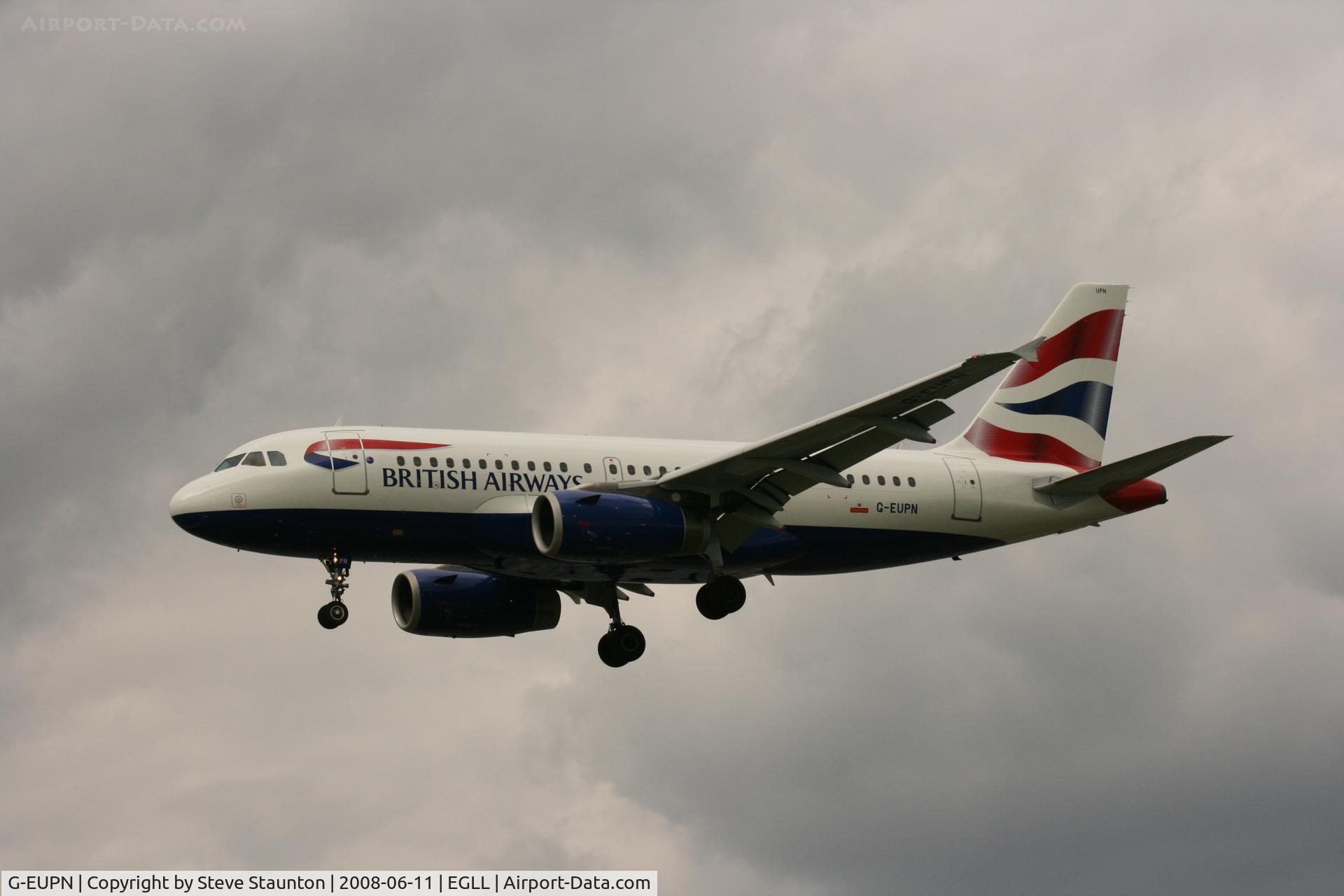 G-EUPN, 2000 Airbus A319-131 C/N 1261, Taken at London Heathrow 11th June 2008