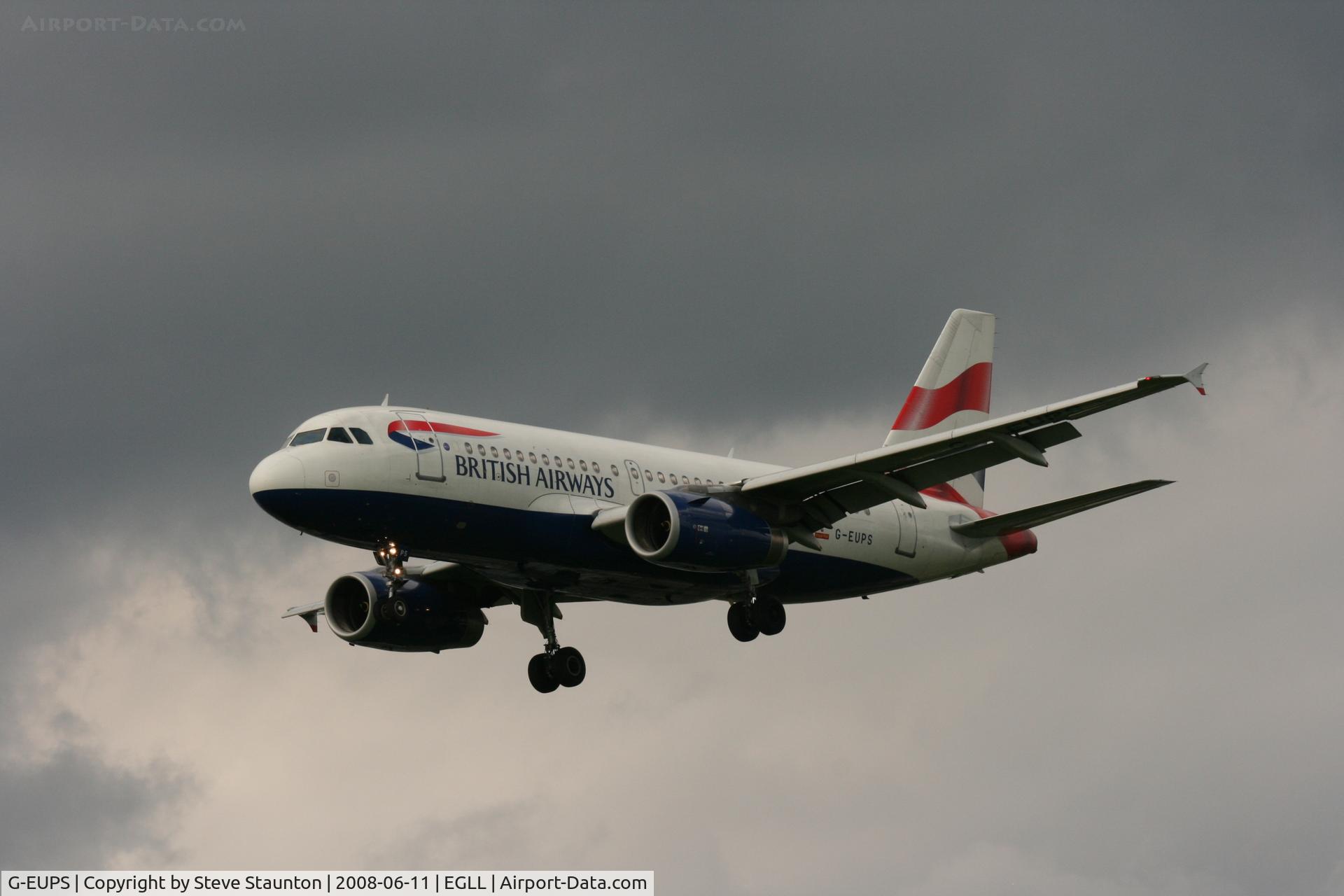 G-EUPS, 2000 Airbus A319-131 C/N 1338, Taken at London Heathrow 11th June 2008