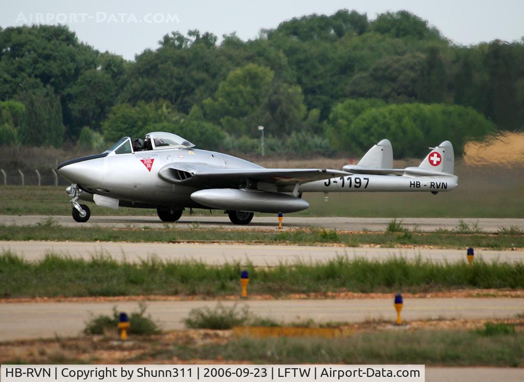 HB-RVN, 1952 De Havilland (FFA) Vampire FB.6 (DH-100) C/N 706, Come back from demo flight during Navy Open Day 2006