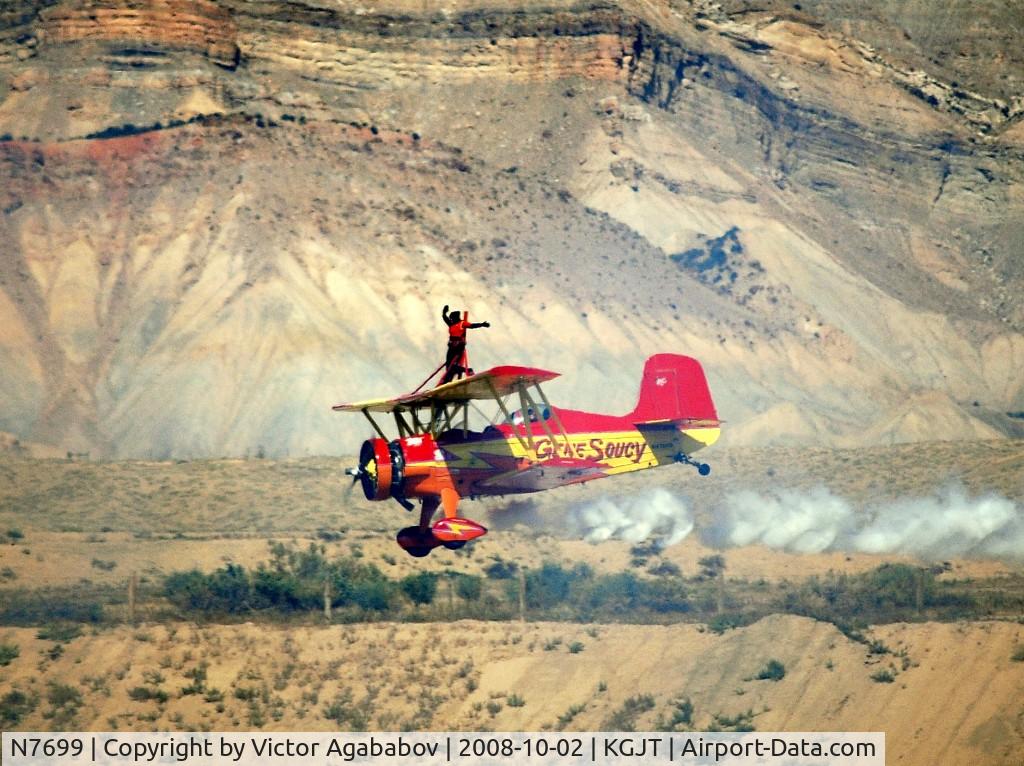 N7699, 1972 Grumman G-164A Show Cat C/N 1004, At Grand Junction Airshow. A woman on wings :)