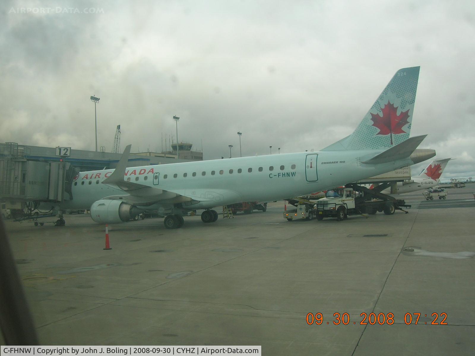 C-FHNW, 2007 Embraer 190AR (ERJ-190-100IGW) C/N 19000077, On gate at Halifax