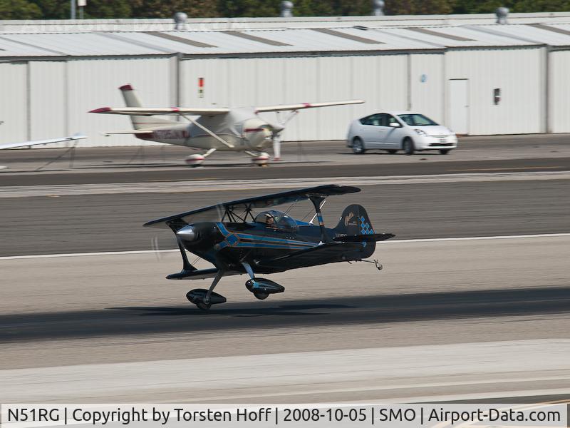 N51RG, Pitts S-1 Special C/N 110551, N51RG departing on RWY 21. The pilot kept his Pitts on one wheel for several hundred feet while picking up speed.