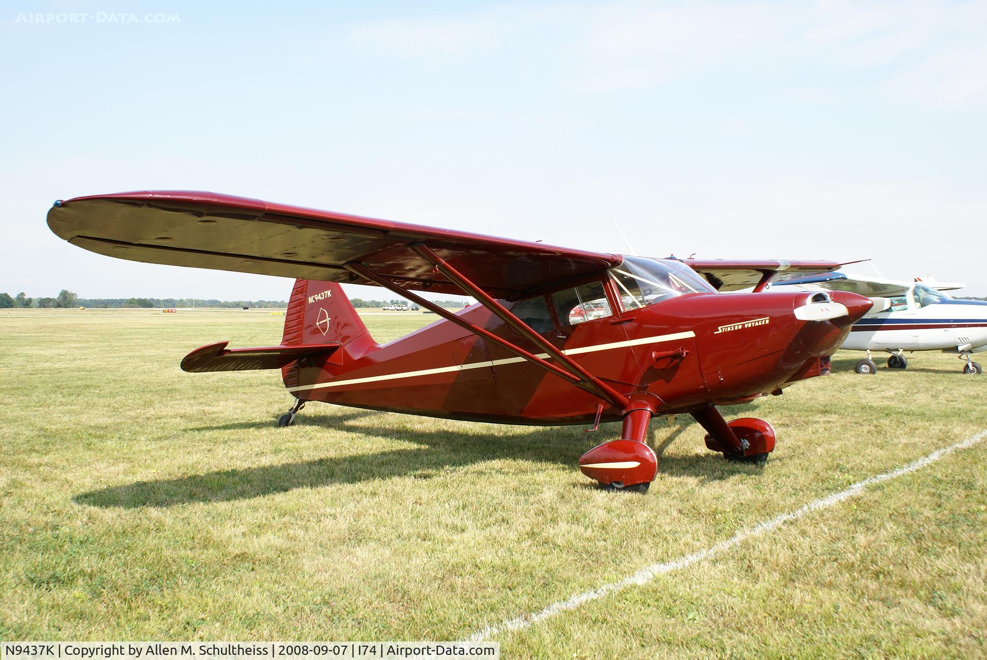 N9437K, 1947 Stinson 108-2 Voyager C/N 108-2437, Shot at Grimes Field, Urbana, Ohio