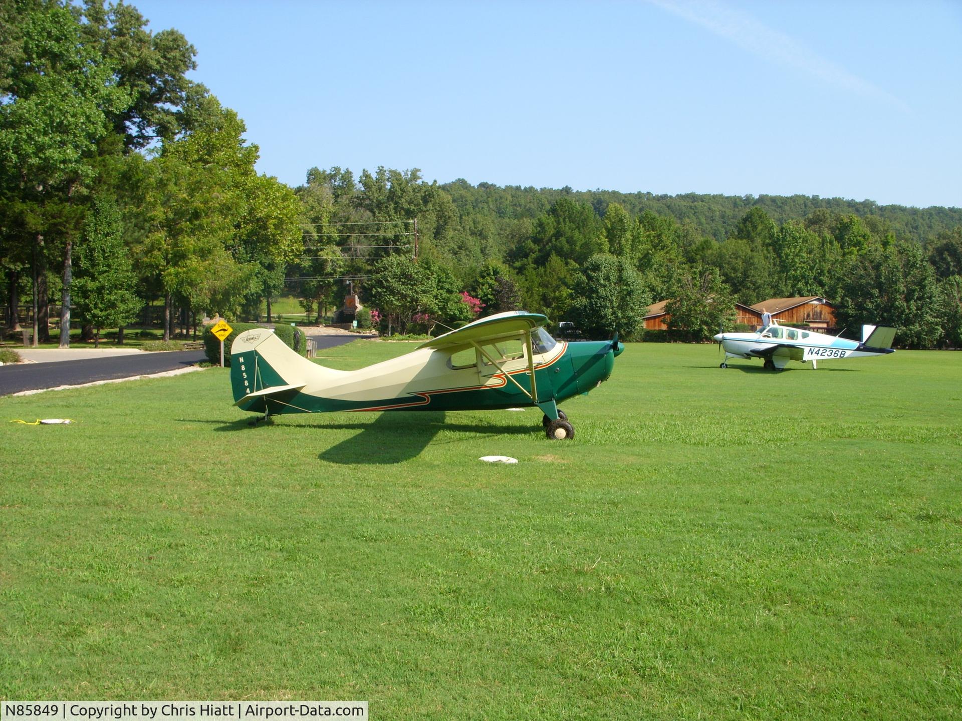 N85849, 1946 Aeronca 11AC Chief C/N 11AC-285, While parked at Gatsons Resort in Arkansas