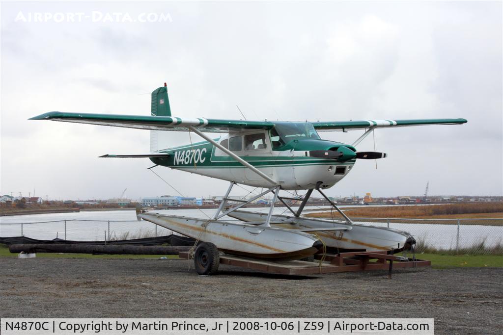 N4870C, 1975 Cessna A185F Skywagon 185 C/N 18502638, Off the lake awaiting tow to Airport