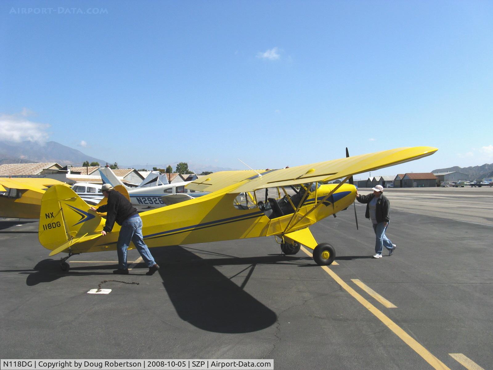 N118DG, 2008 Piper PA-18 Replica C/N 001, 2008 Ganzer XPA!8, micro vortex generators, Continental O-200 100 Hp, Experimental class