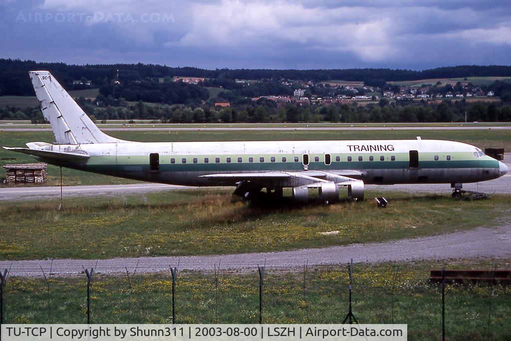 TU-TCP, Douglas DC-8-53 C/N 45568/83, Used as fire training aircraft by Zurich Airport Authority...