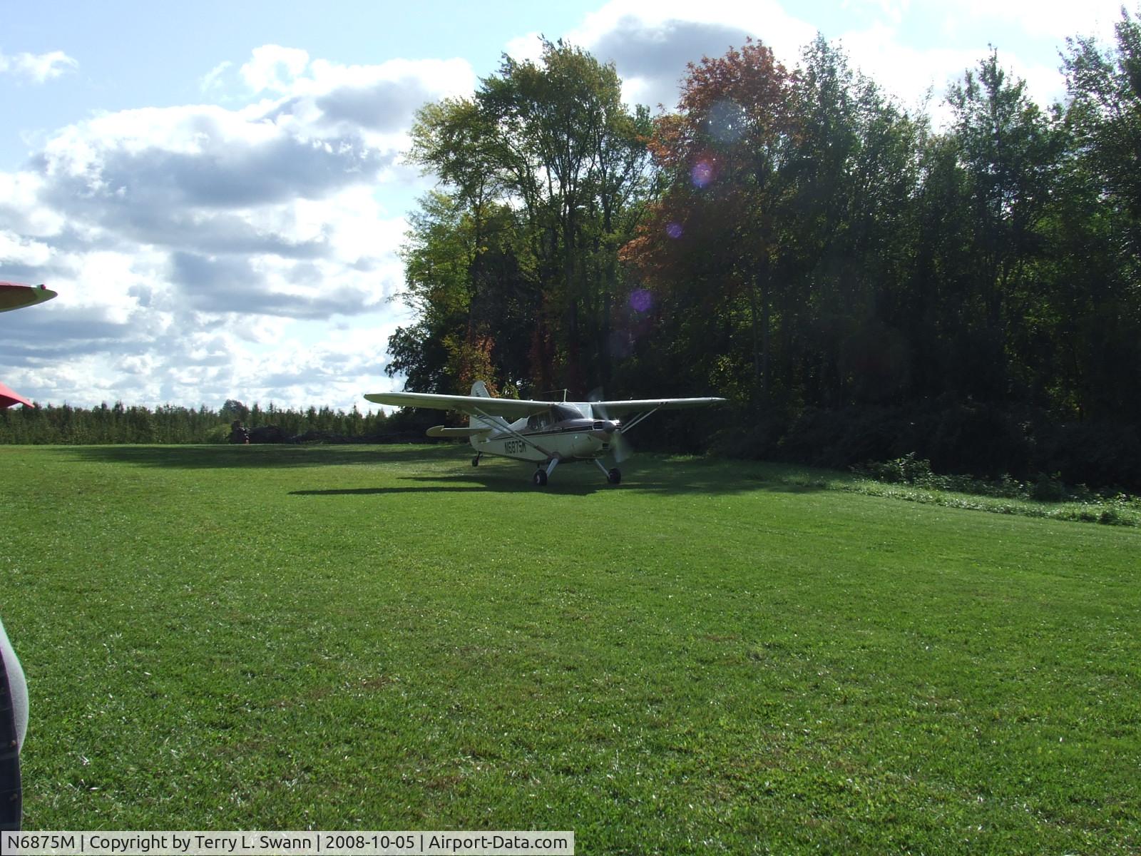 N6875M, 1948 Stinson 108-3 Voyager C/N 108-4875, Taking off in Burt, NY.