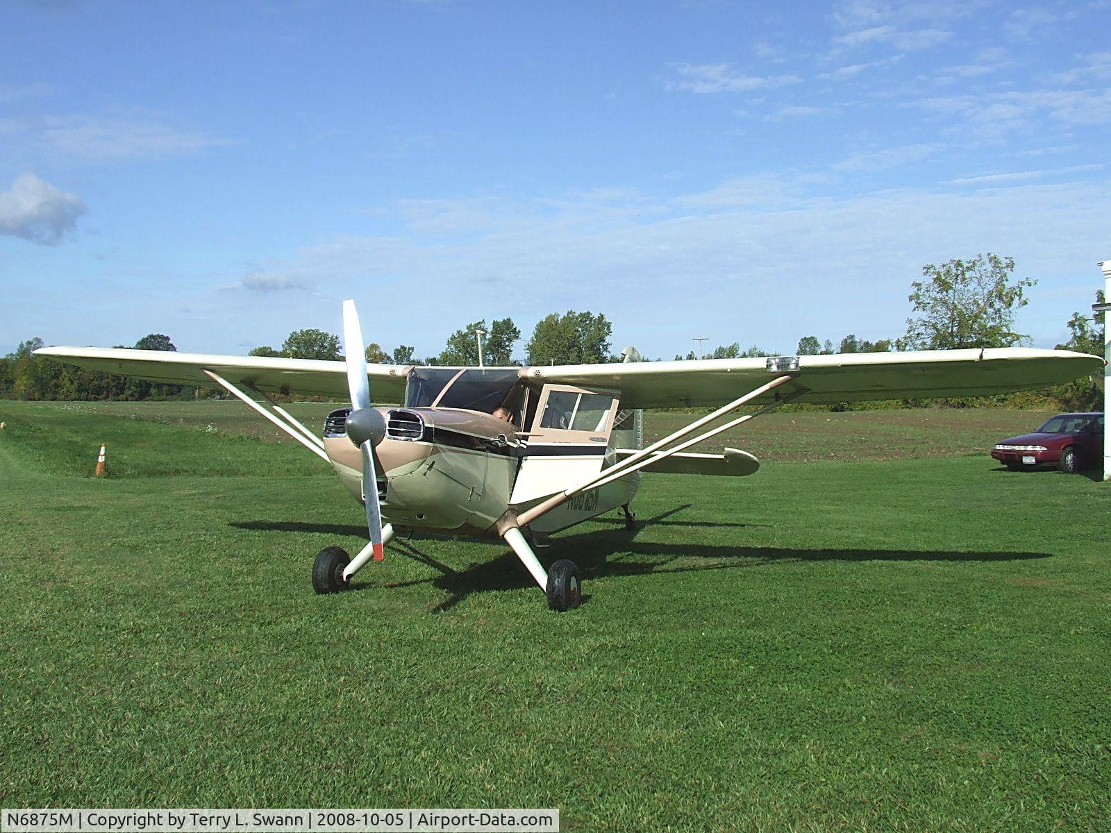 N6875M, 1948 Stinson 108-3 Voyager C/N 108-4875, Sitting at it's home field.