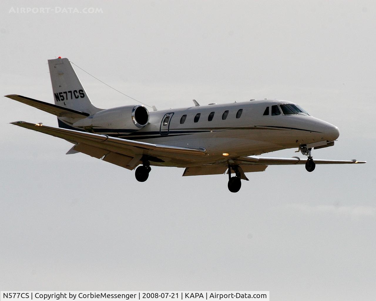 N577CS, 2007 Cessna 560XLS Citation Excel C/N 560-5726, Cessna Citation on final for 35L at KAPA.