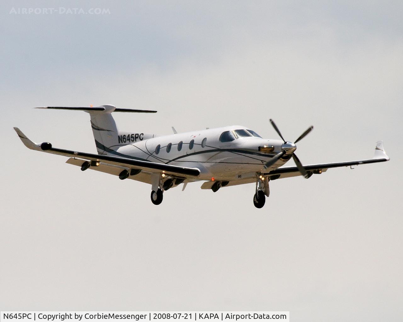 N645PC, 2005 Pilatus PC-12/45 C/N 645, A Pilatus PC-12/45 on final for 35L at KAPA.