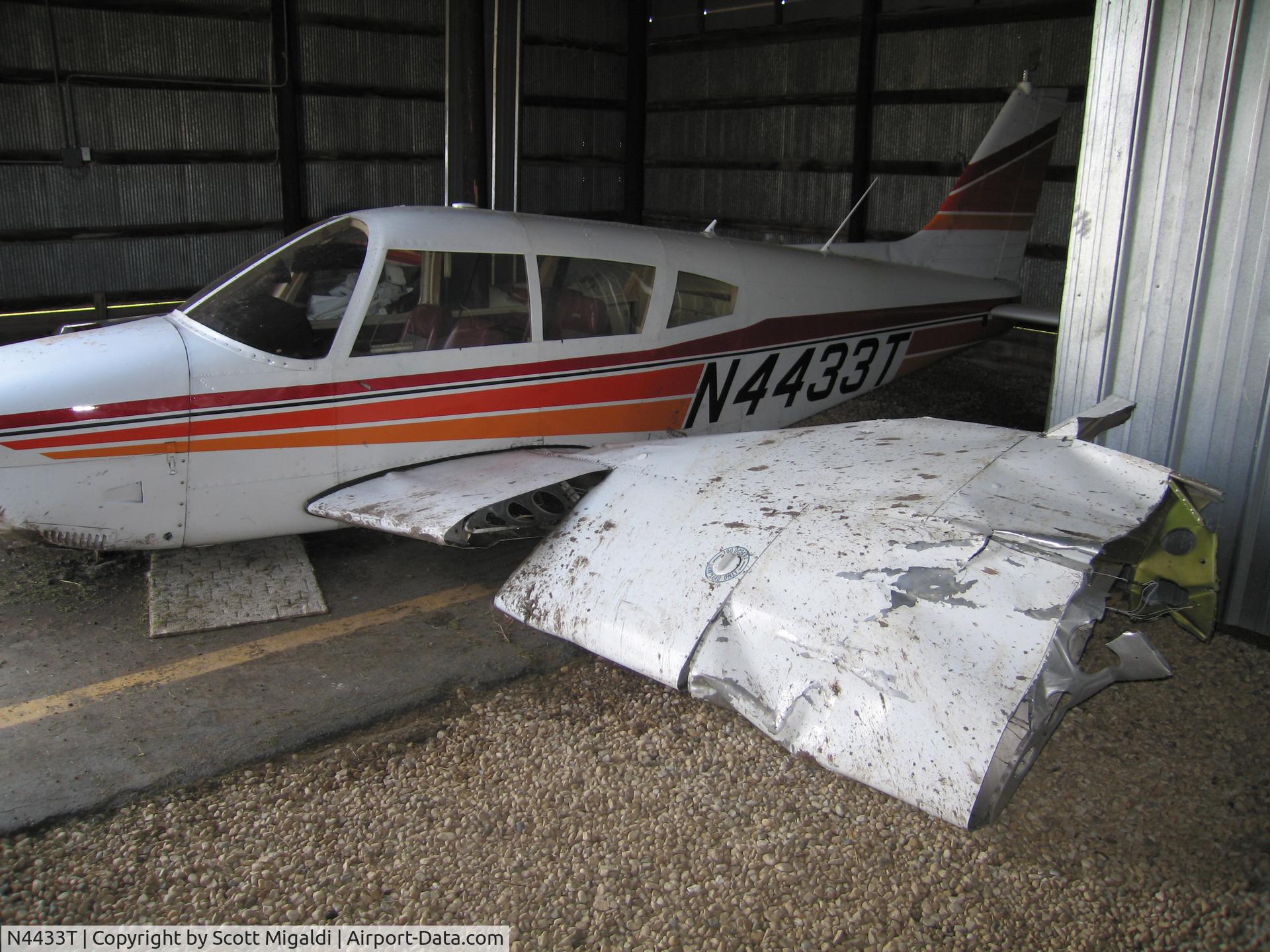 N4433T, 1972 Piper PA-28-180 C/N 28-7205162, Post crash no fatalities, at 10C