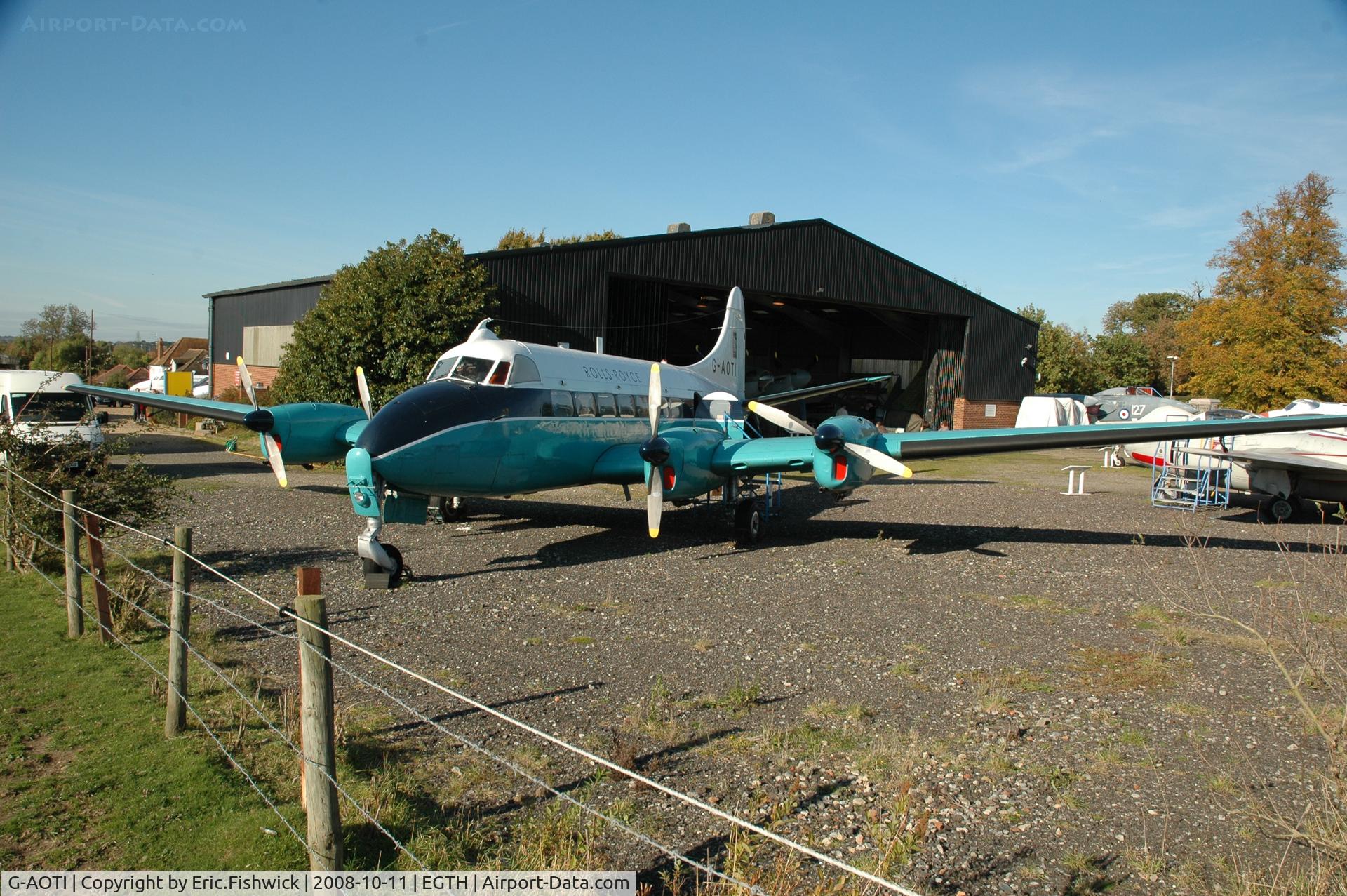 G-AOTI, 1956 De Havilland DH-114 Heron 2D C/N 14107, 3. G-AOTI at the de Havilland Aircraft Heritage Centre.  Formerly operated on BEA's Scottish Highlands and Islands service.